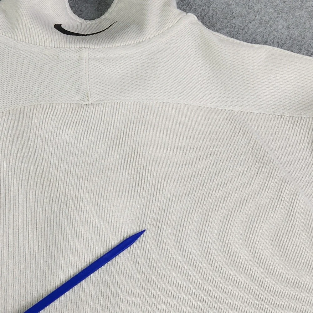 Nike Track Jacket Mens L Cream Red Stripe Golf Sport Dri-FIT Mesh Lined Full Zip